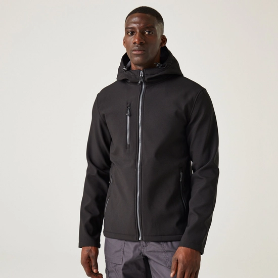 Men's Navigate 2 Layer Hooded Softshell Jacket | Navy Seal Grey