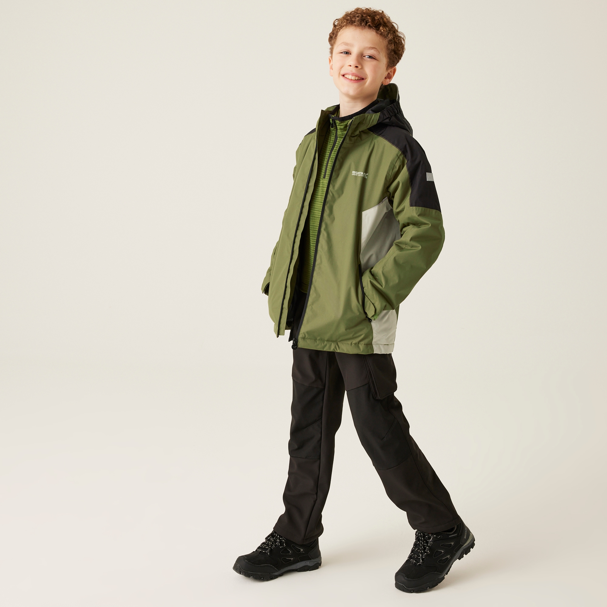 Kids' Hurdle V Waterproof Jacket | Nephrite Green Black Abbey Stone