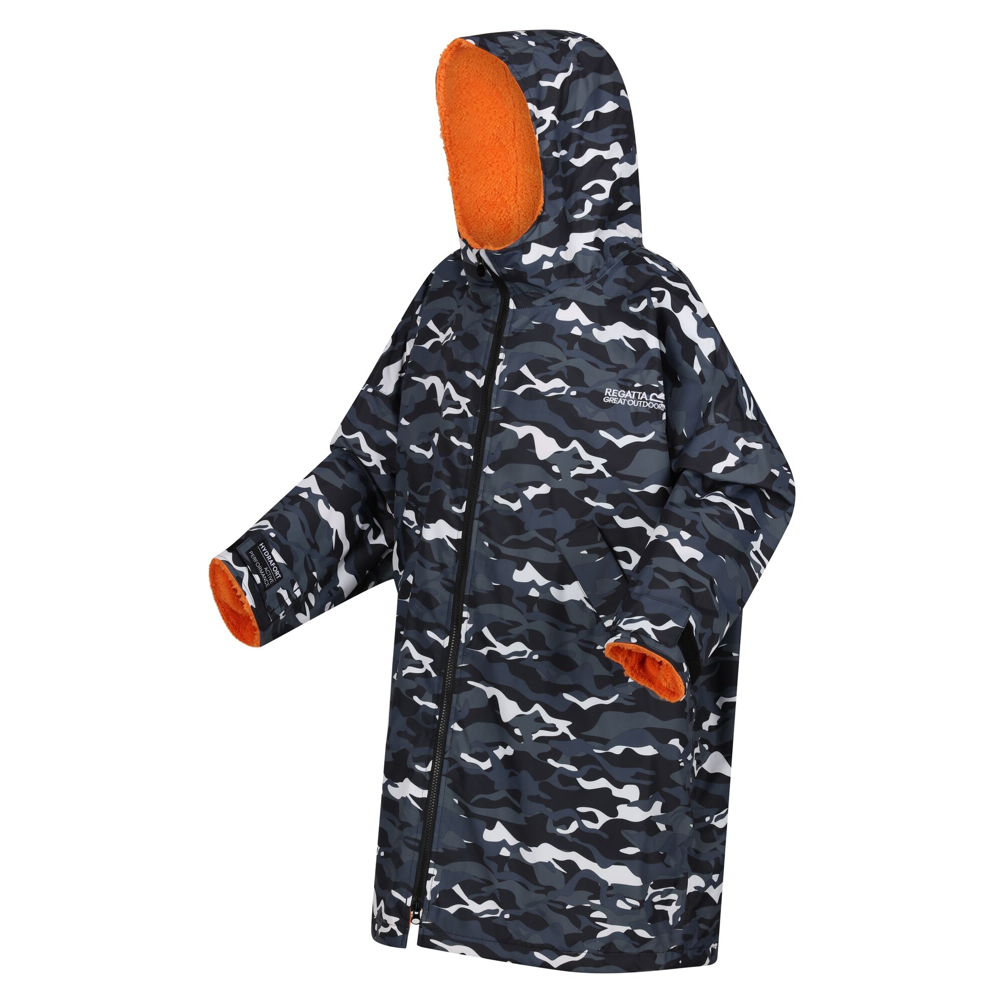 Junior Waterproof Changing Robe | Black Camo Persimmon