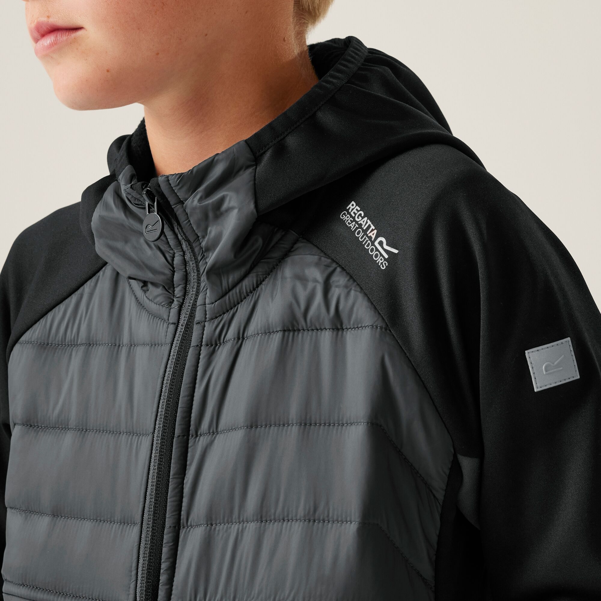 Kids' Kielder IX Hybrid Jacket | Black Seal Grey