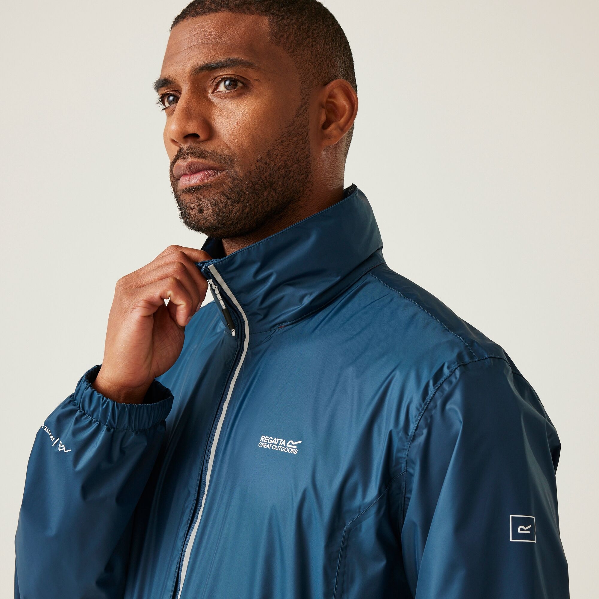 Men's Lyle IV Waterproof Packaway Jacket | Moonlight Denim Tangerine Tango