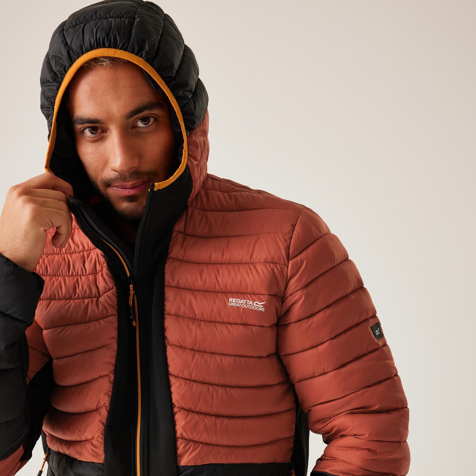 Men's Leedre Hybrid Hooded Jacket | Red Ochre Black