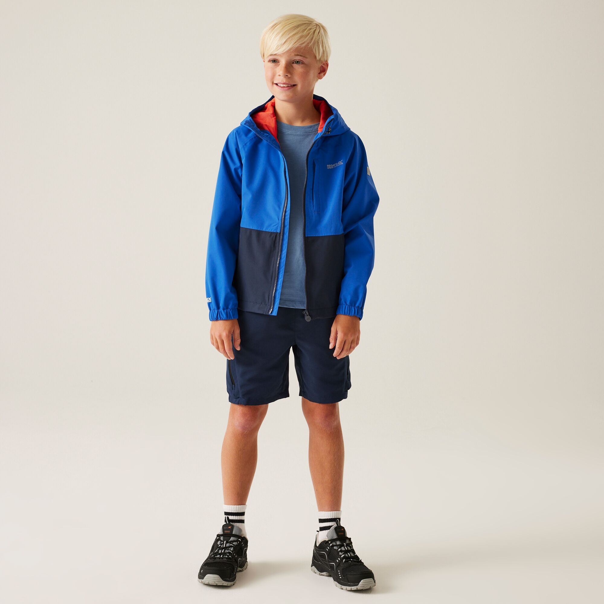 Kids' Hanleigh II Waterpoof Jacket | Olympian Blue Navy Tangerine Tango