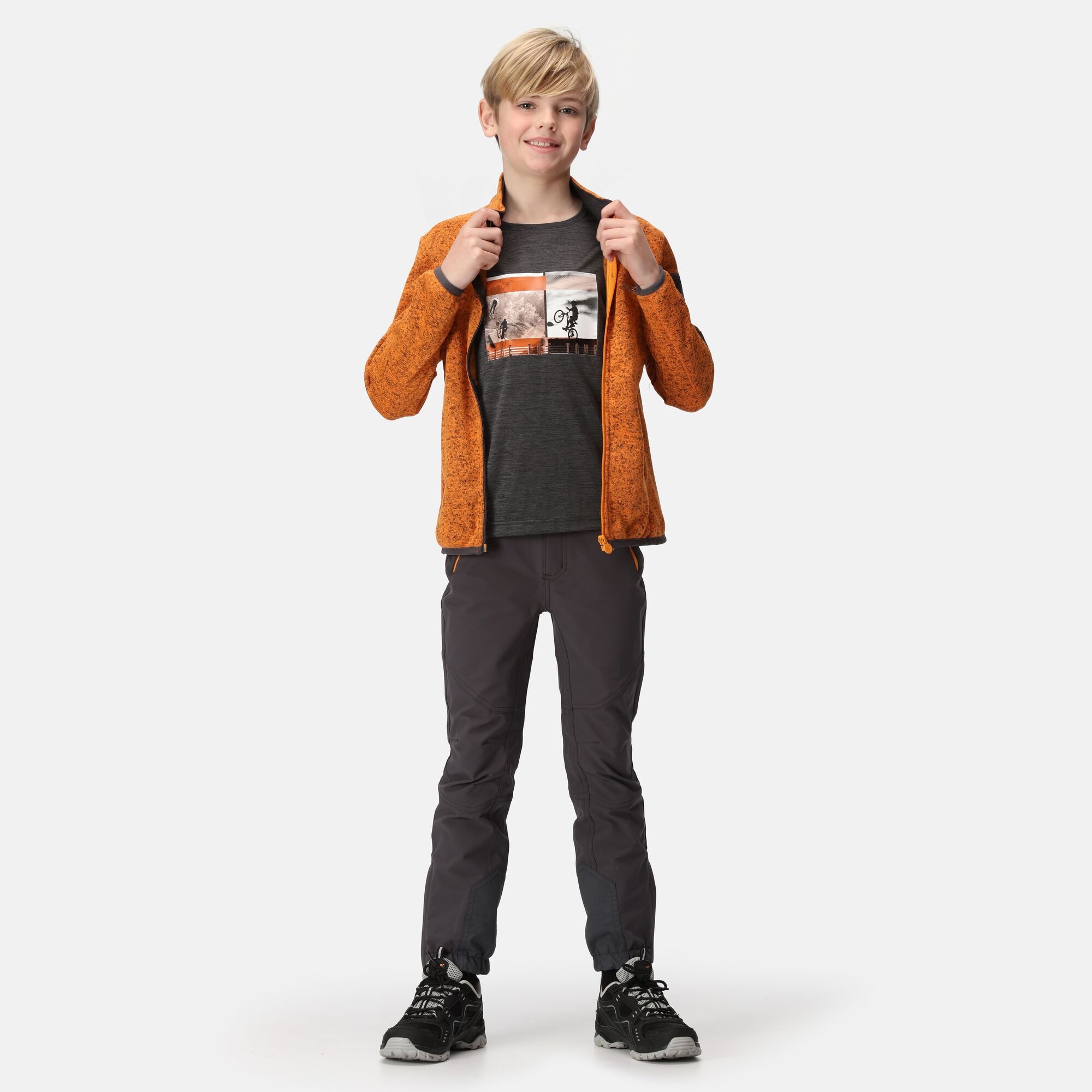 Kids' Newhill Full Zip Fleece | Orange Pepper
