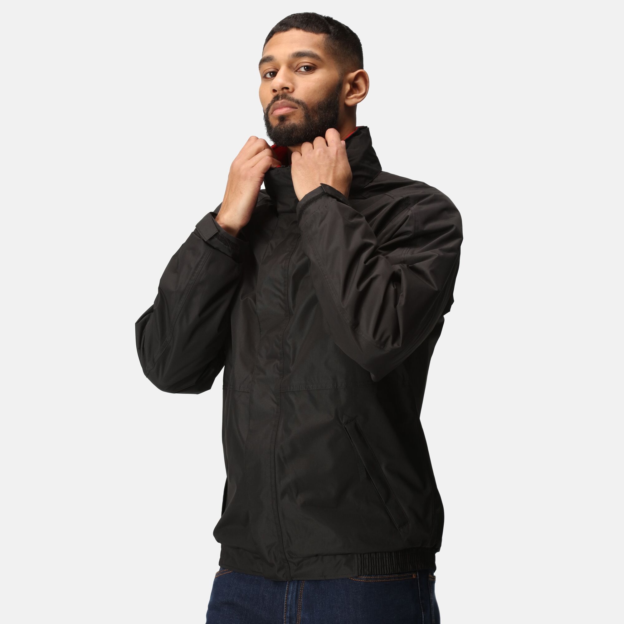 Men's Dover Fleece Lined Waterproof Insulated Bomber Jacket | Black Classic Red