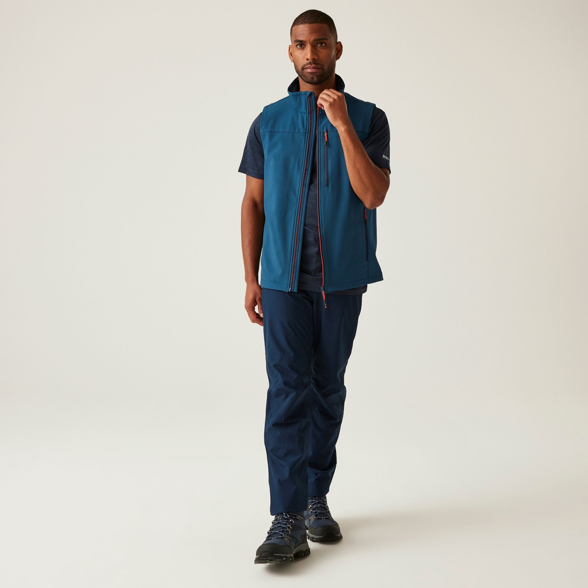 Men's Arana Softshell Gilet | Moonlight Denim Tangerine Tango