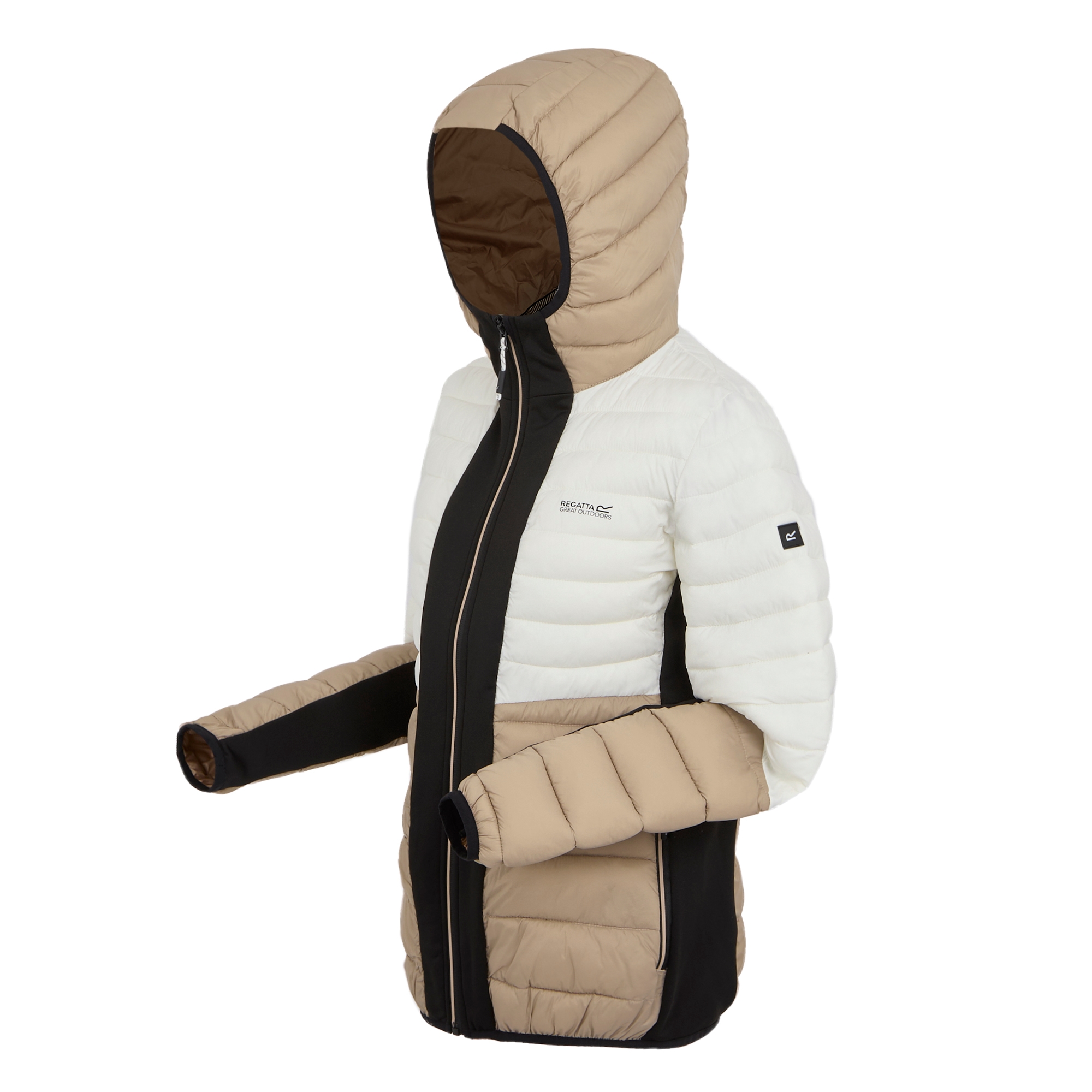 Women's Leedre Hooded Hybrid Jacket | Black Warm Taupe