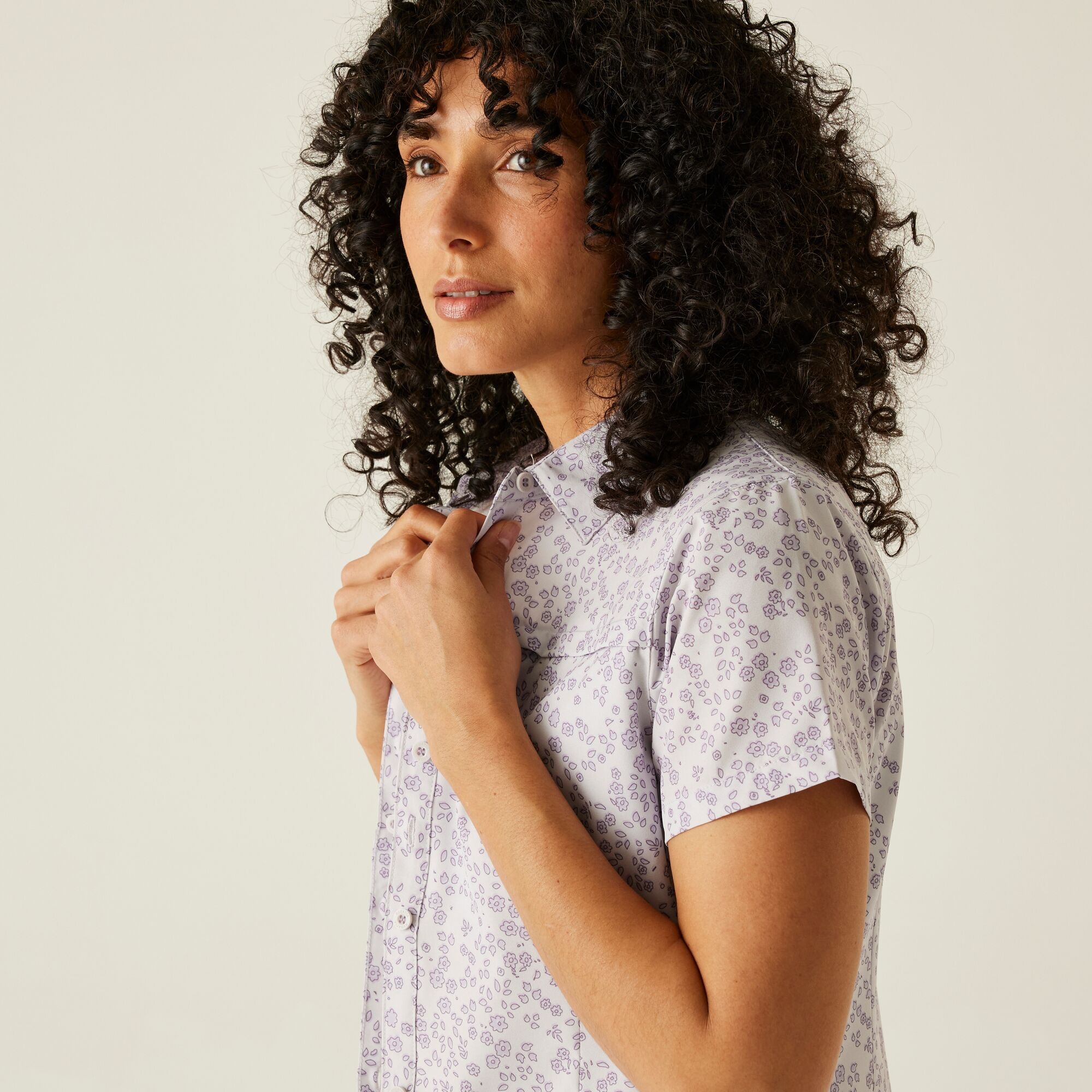 Women's Travel Packaway Short Sleeve Shirt | Lilac Hint Meadow Print