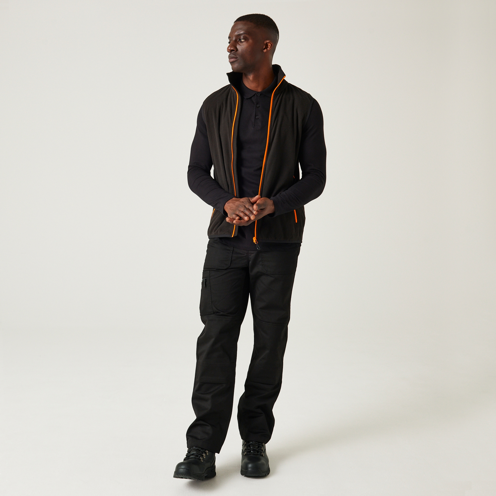 Men's Navigate Fleece Bodywarmer | Black Orange Pop