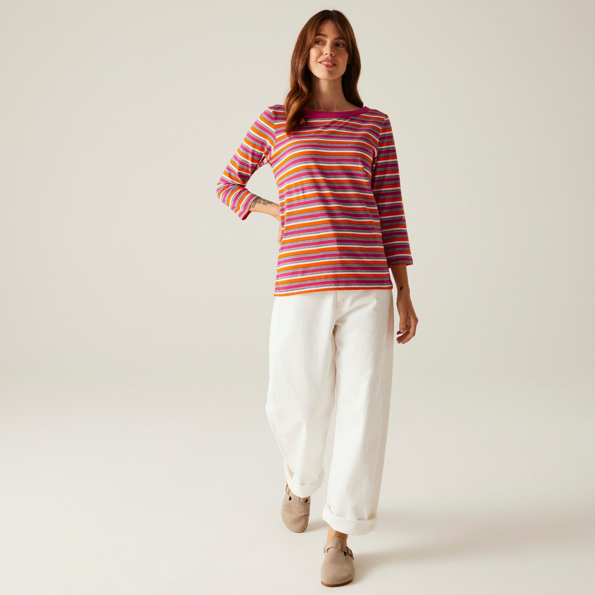 Women's Bayletta II 3/4 Sleeve Top  | Pink Fusion Multi Stripe