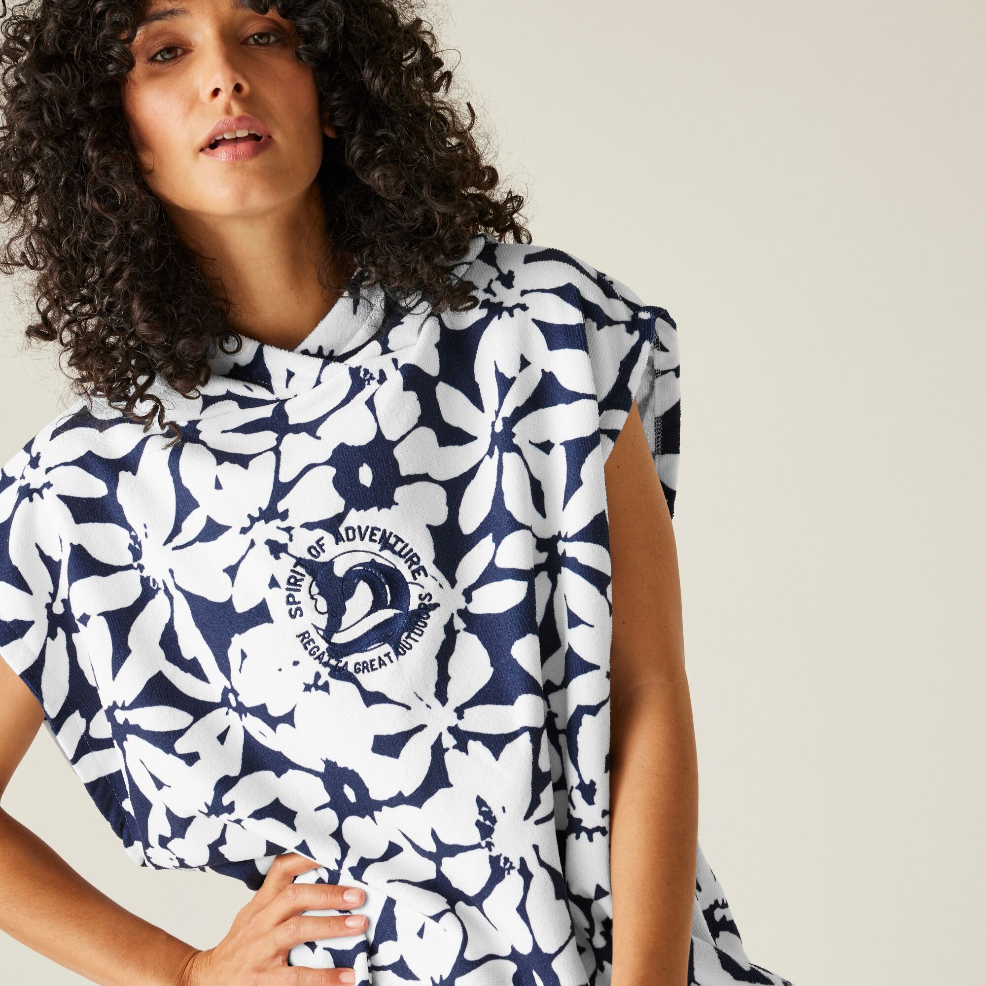 Adult's Towel Robe | Navy White Large Floral