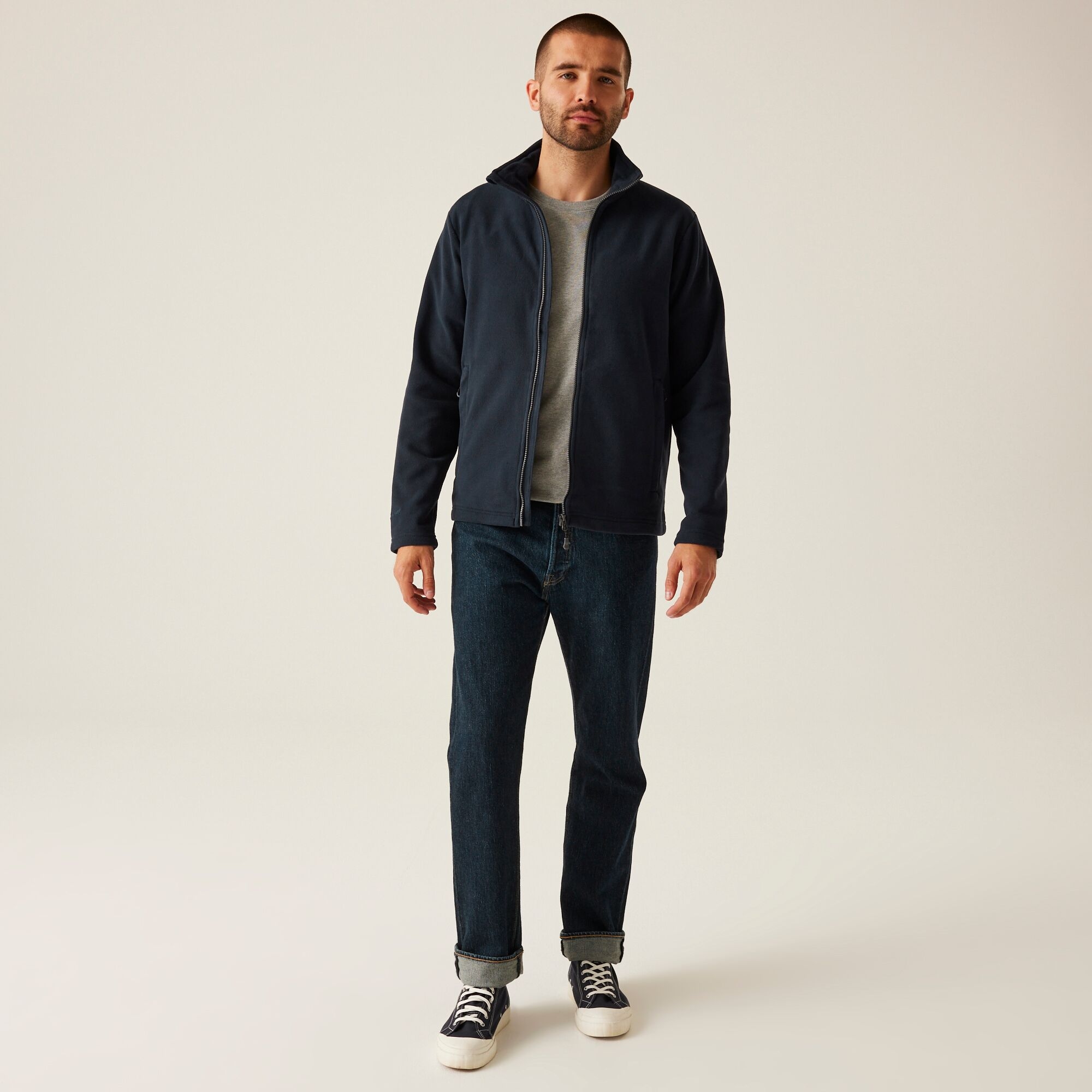 Men's Honestly Made Recycled Full Zip Microfleece | Navy