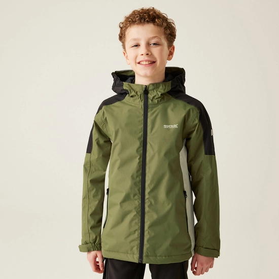 Kids' Hurdle V Waterproof Jacket | Dusty Green Rain Forest