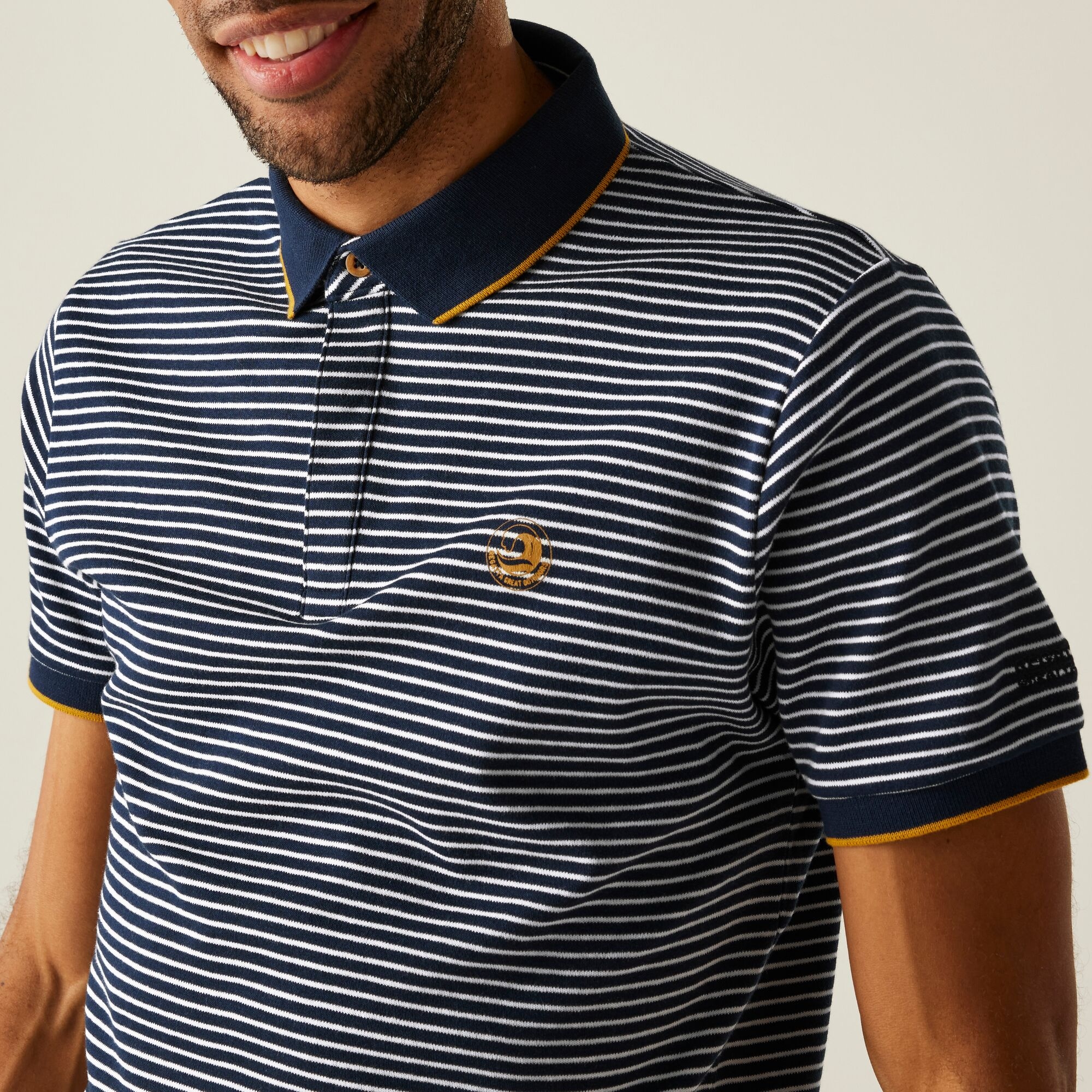 Men's Tiver Polo Shirt | Navy Stone White Stripe