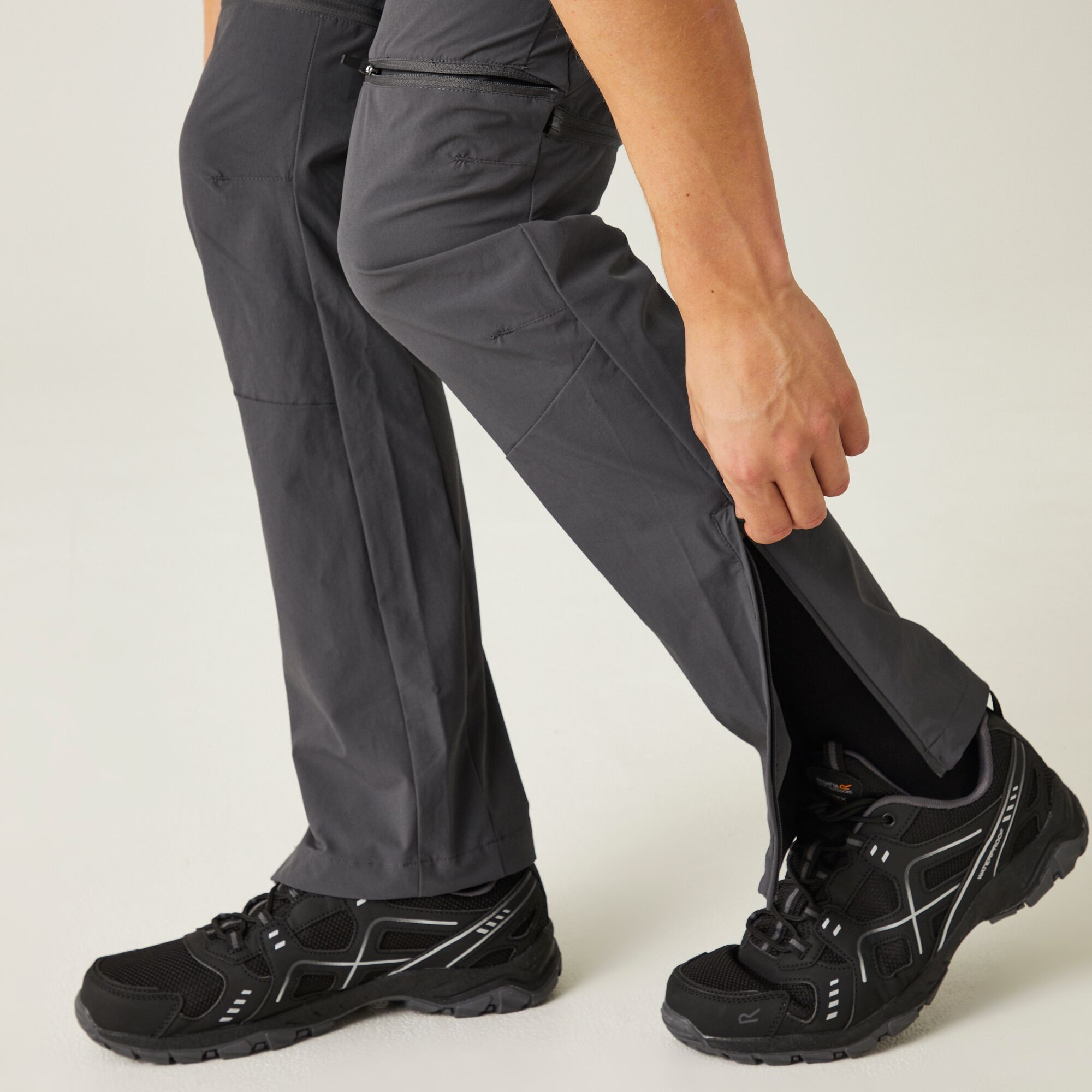 Men's Mountain Zip Off Walking Trousers | Seal Grey Black