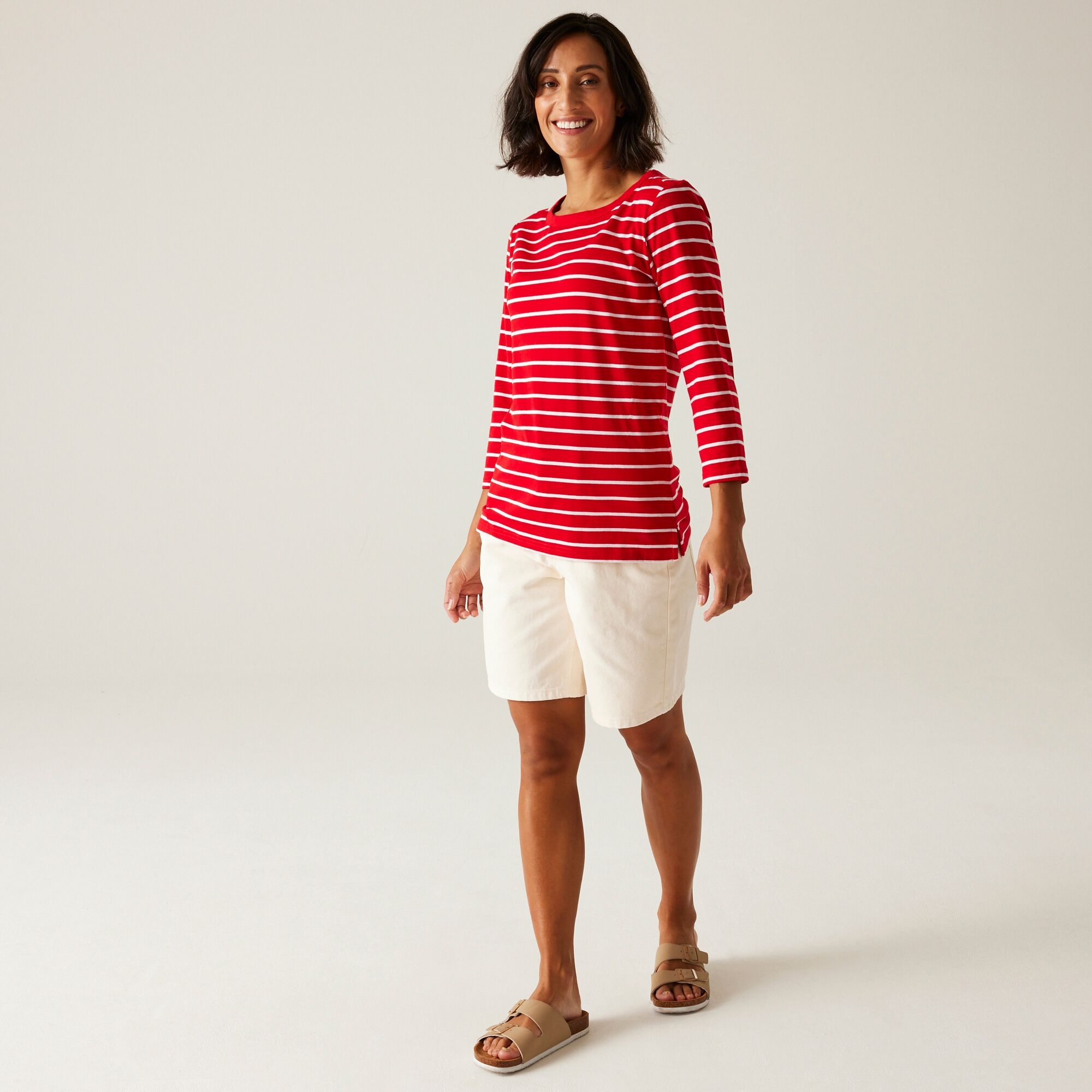Women's Bayletta II 3/4 Sleeve Top  | High Risk Red White Stripe