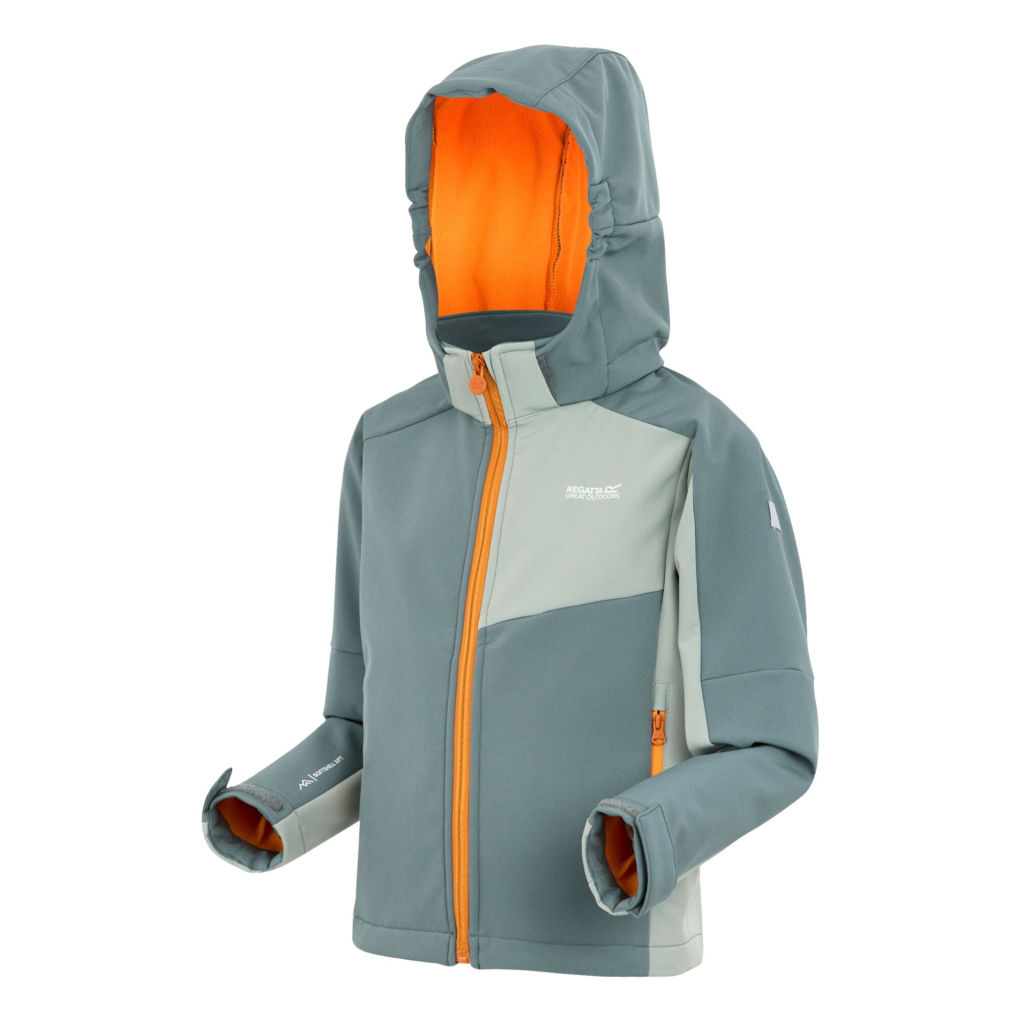 Kids' Acidity VIII Softshell Jacket | Stormy Weather Glacier Bright Marigold