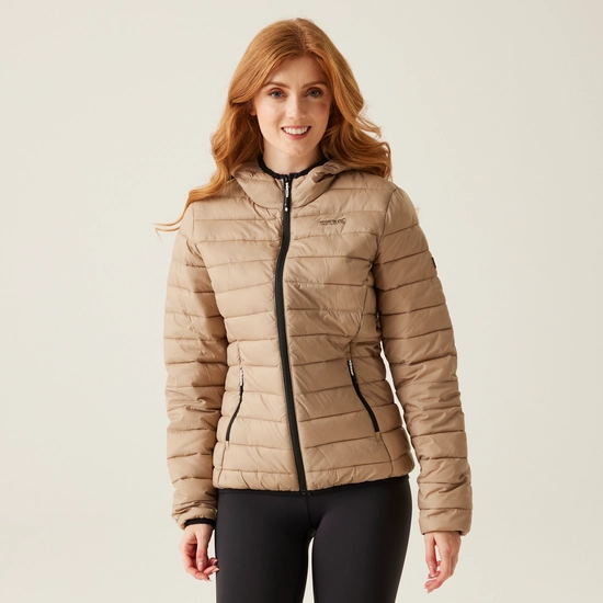 Women's Hooded Marizion Quilted Jacket | Warm Taupe Bueno