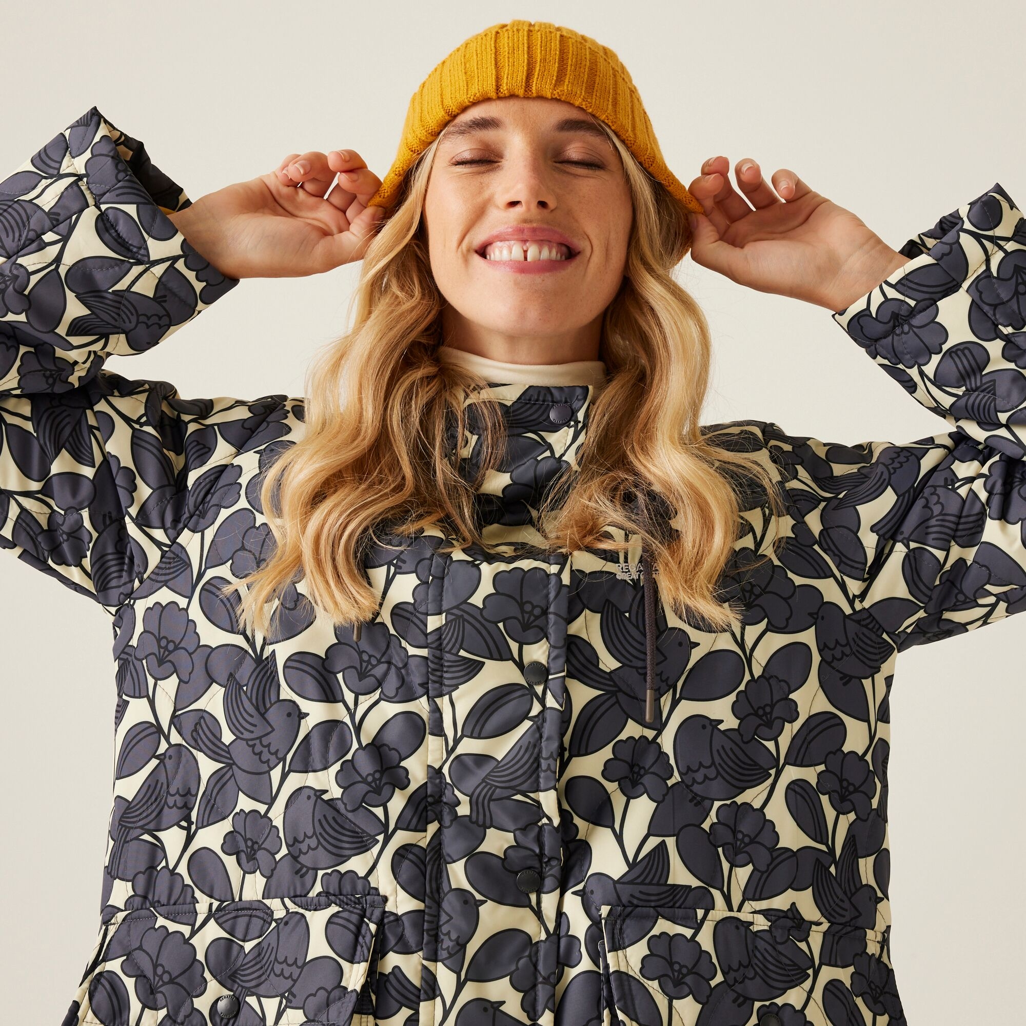 Orla Kiely Long Length Quilted Jacket | Birdy Grey