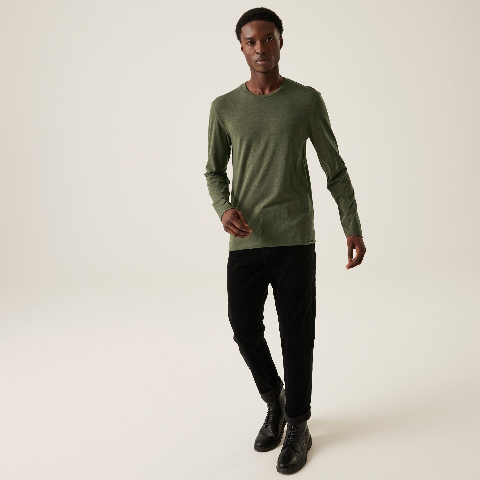 Men's Maylow Long Sleeved T-Shirt | Dark Khaki Marl