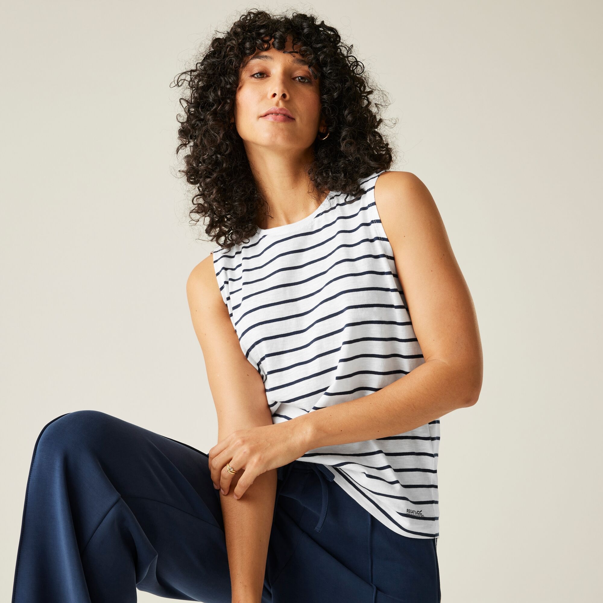 Women's Fariene Sleeveless Top | White Navy Stripe