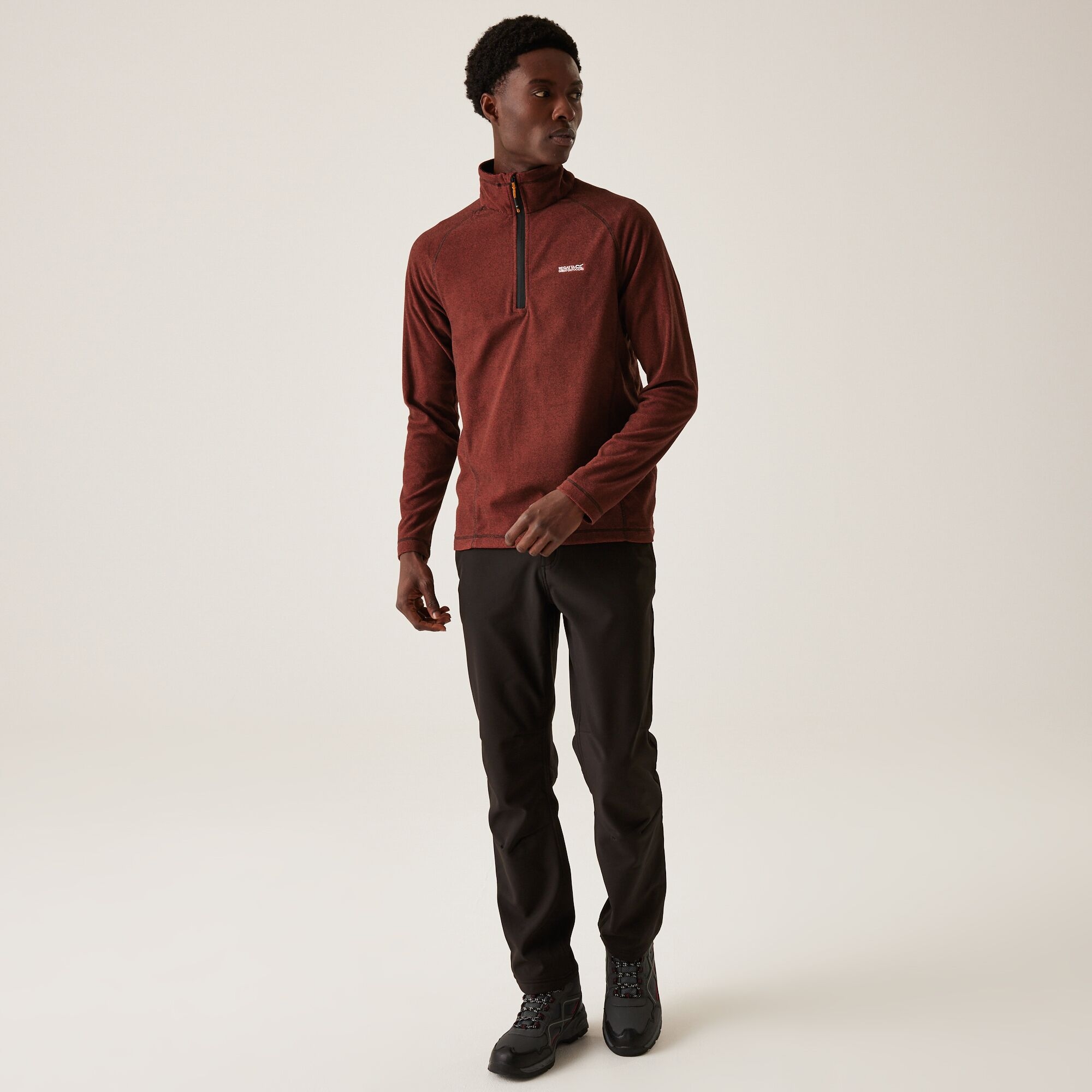 Men's Montes Lightweight Half Zip Fleece | Red Ochre Black