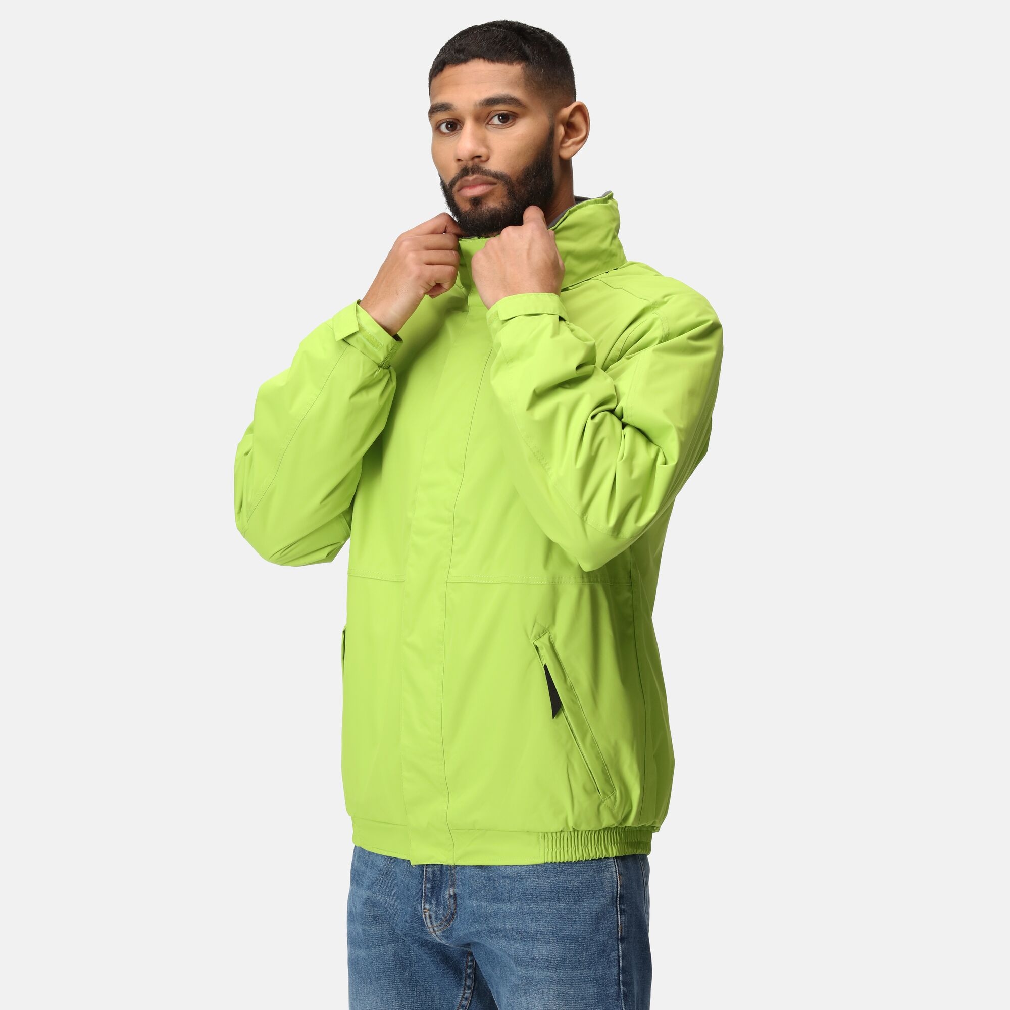 Men's Dover Fleece Lined Waterproof Insulated Bomber Jacket | Key Lime Seal Grey