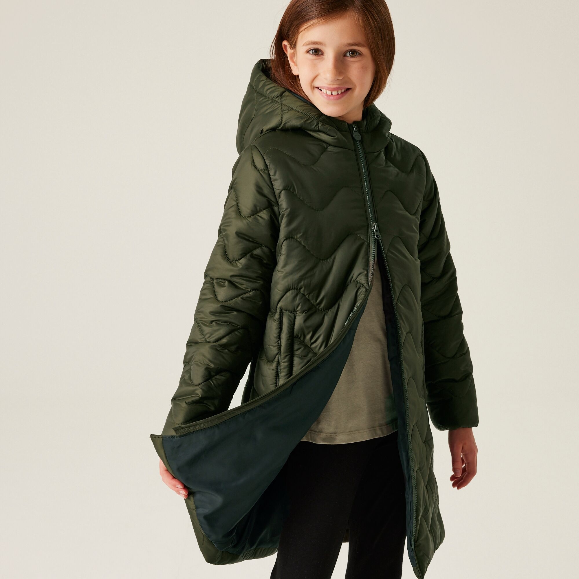 Kids' Cambrie Quilted Jackets | Dark Khaki Black