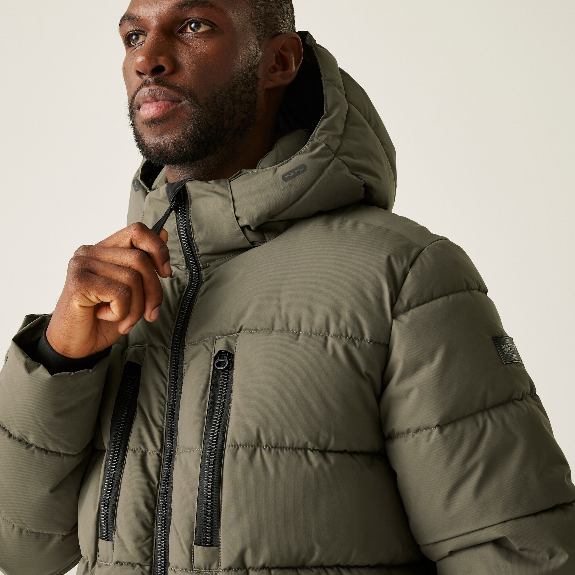 Men's Mottere Longline Padded Jacket | Crocodile Black