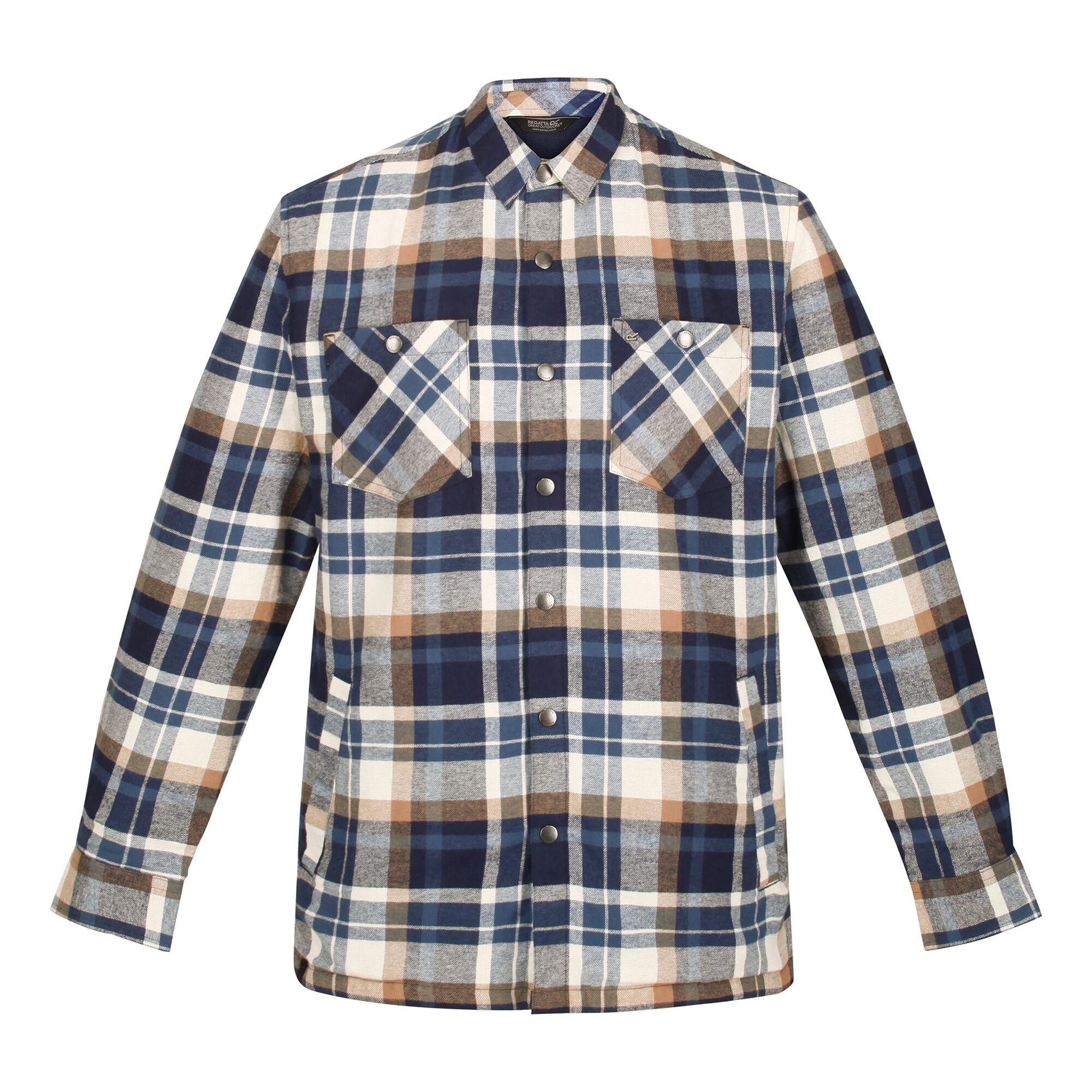 Men's Thamos Long Sleeved Checked Shirt | Navy Gold Sand Check