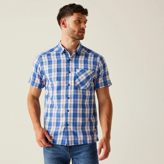 Men's Mindano IX Short Sleeve Shirt | Navy Triangle Print