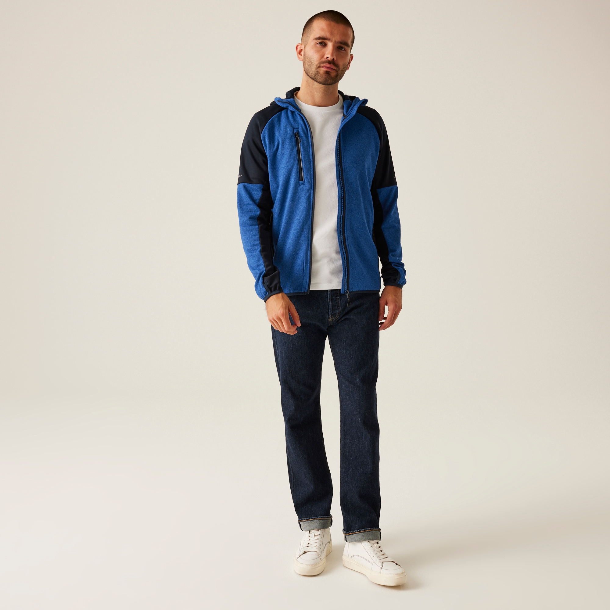Men's X-Pro Coldspring II Hybrid Full Zip Hooded Fleece | Oxford Blue Marl Navy