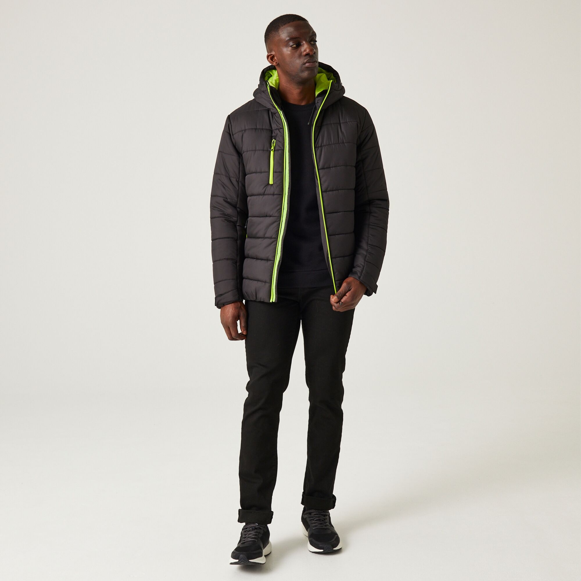 Men's Navigate Thermal Jacket | Black Lime Green