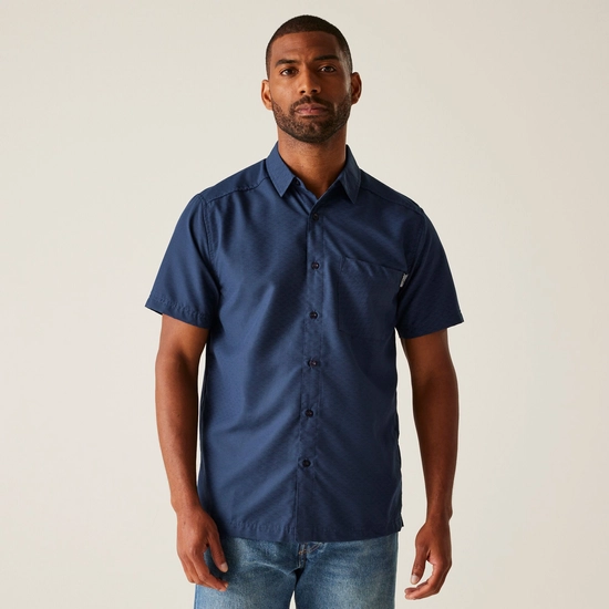 Men's Mindano IX Short Sleeve Shirt | Navy Triangle Print