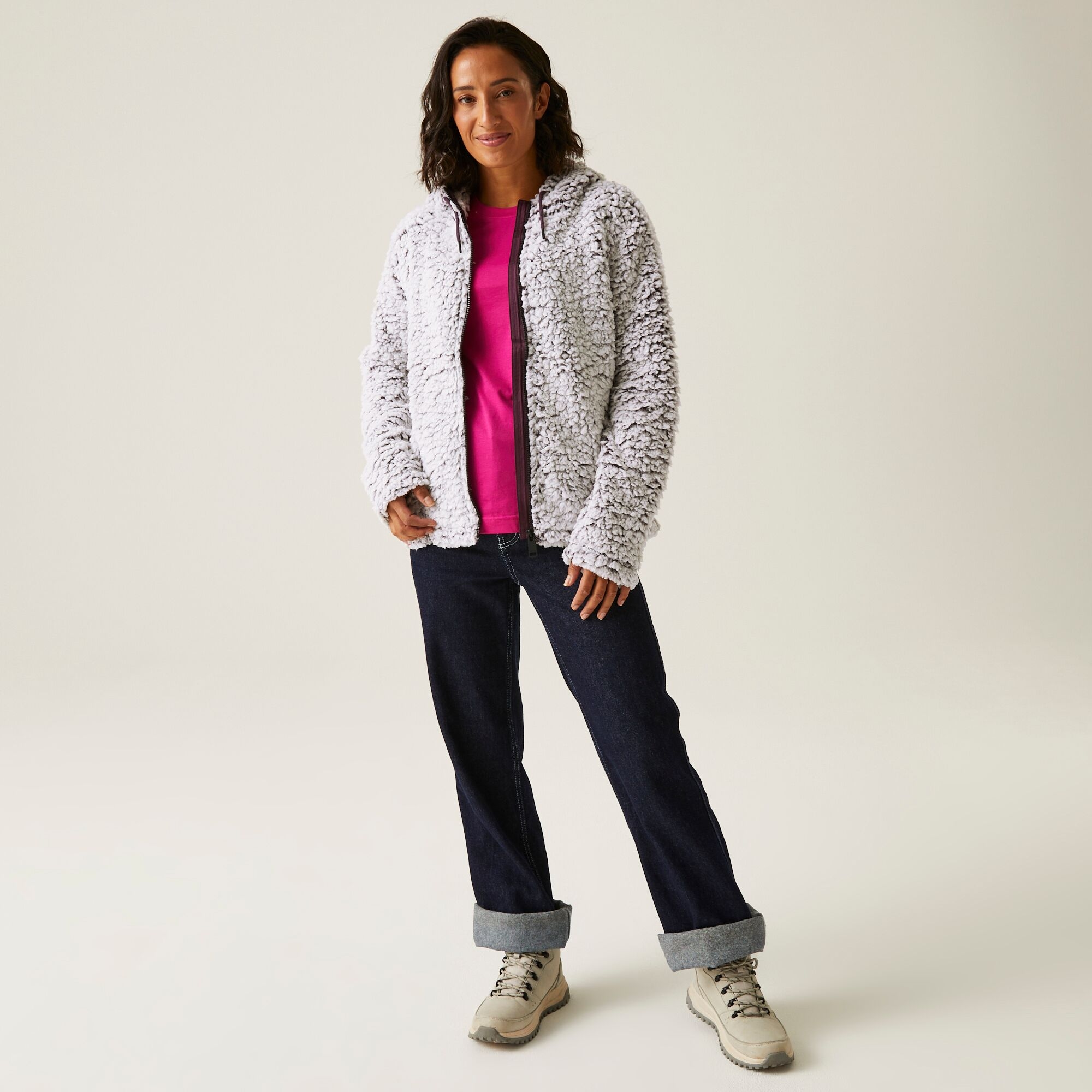 Women's Zelpha Fluffy Hooded Fleece | Deep Plum