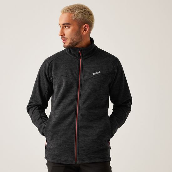 Men's Rivake Full Zip Fleece | Black Red Ochre