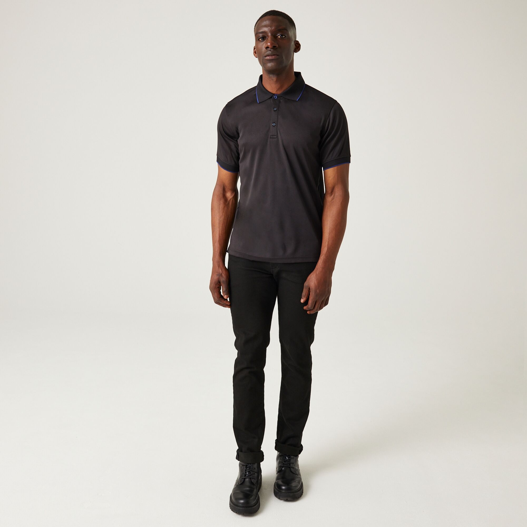 Men's Navigate Short Sleeve Polo Shirt | black new royal