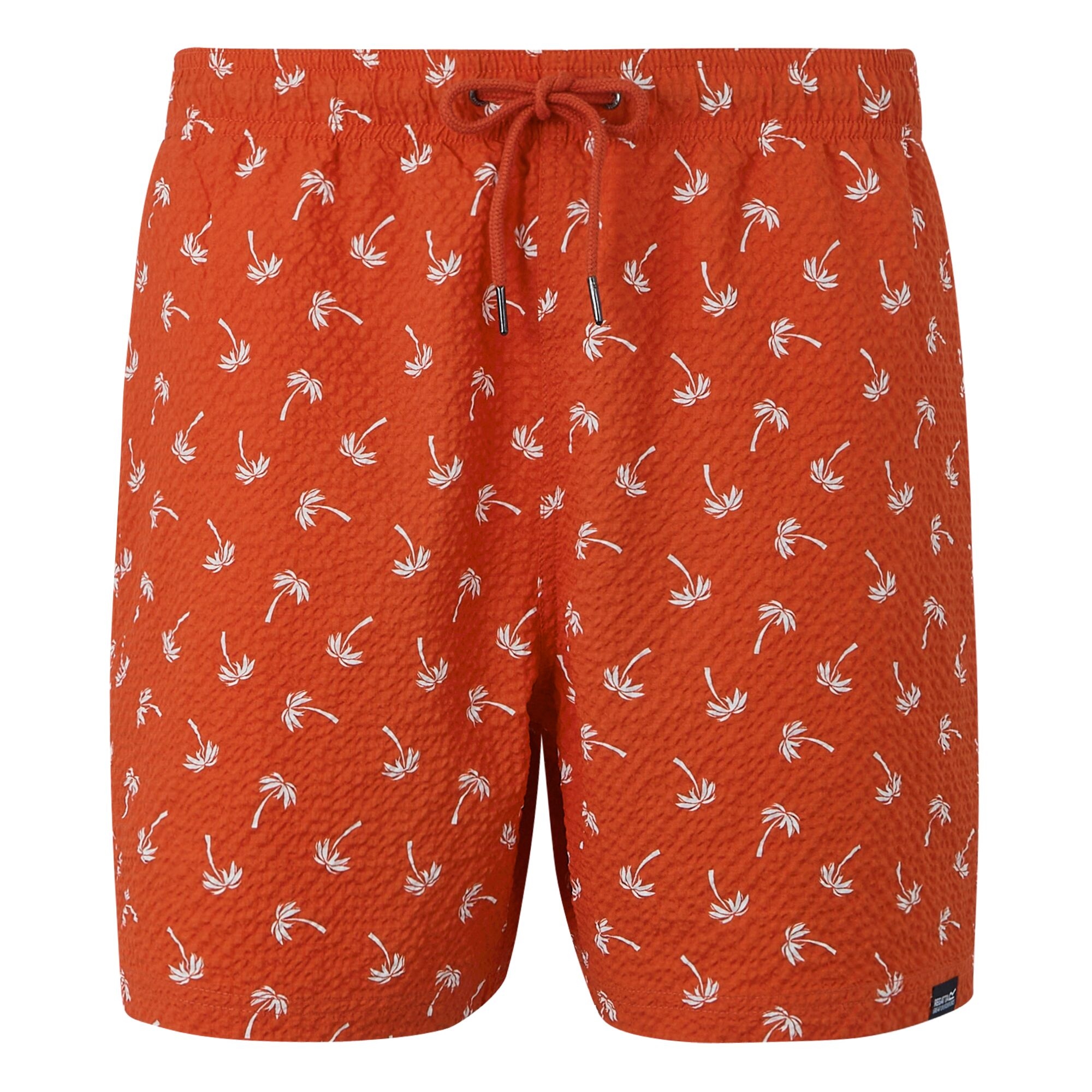 Men's Loras Swim Shorts | Poppy Red Palm Seersucker Co-Ord