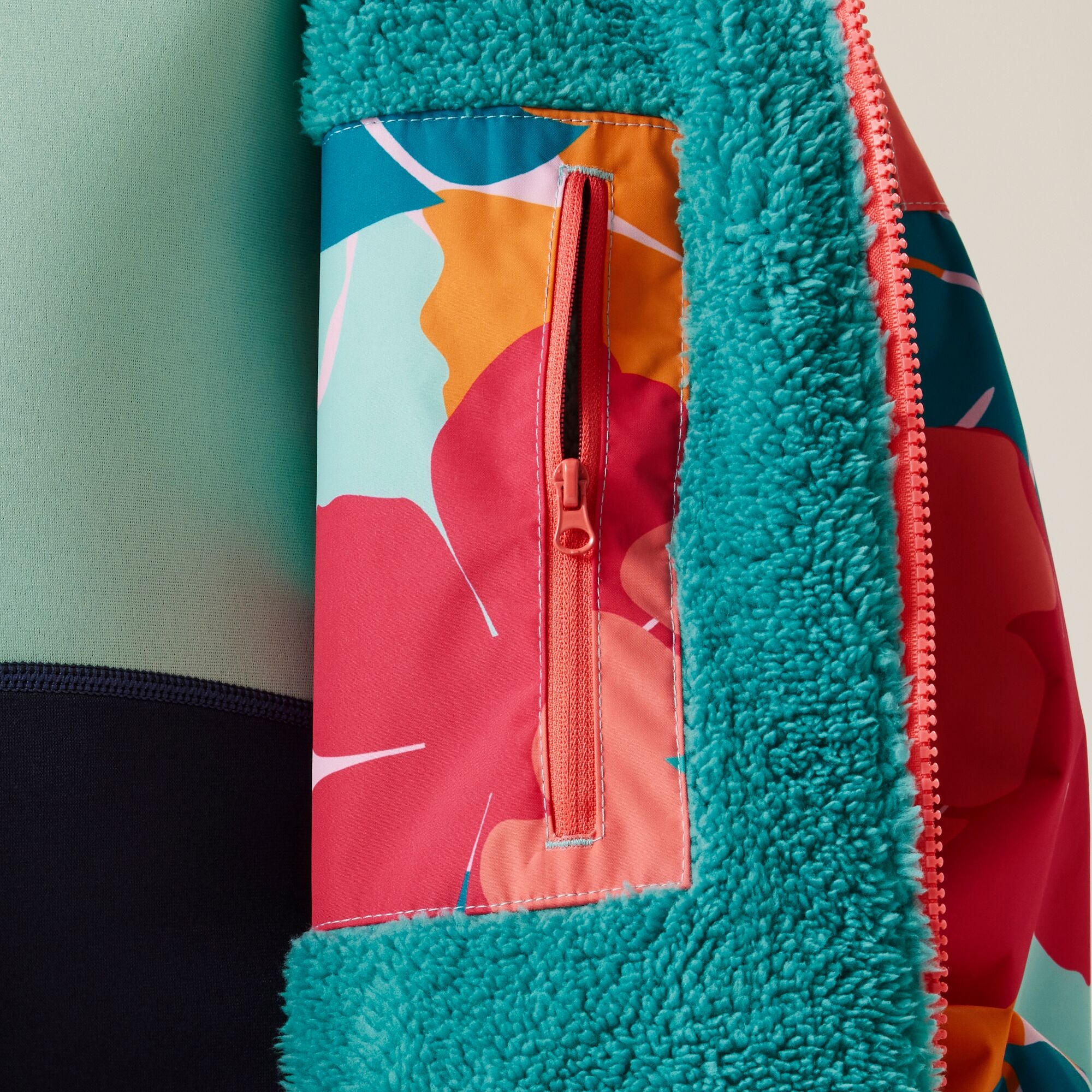 Junior Waterproof Changing Robe | Tropical Leaf Print Turquoise