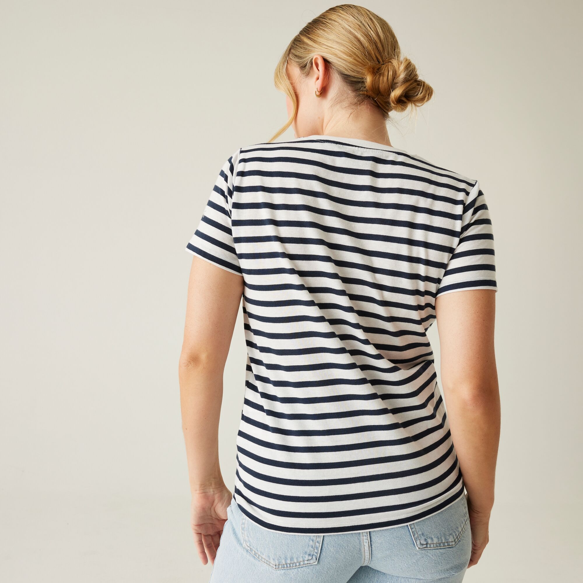 Women's Bayletta Short Sleeve T-Shirt | White Navy Stripe