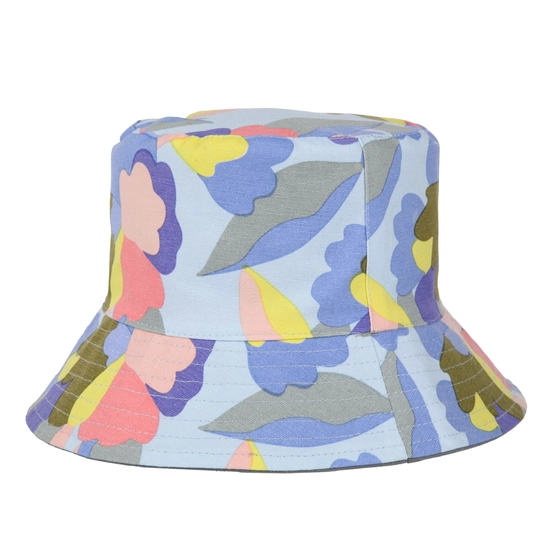 Women's Reversible Bucket Hat | Summer Floral Print Chambray Blue