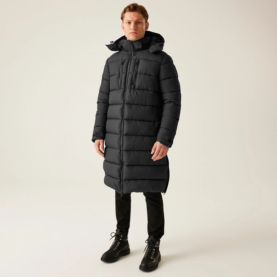 Men's Mottere Longline Padded Jacket | Crocodile Black