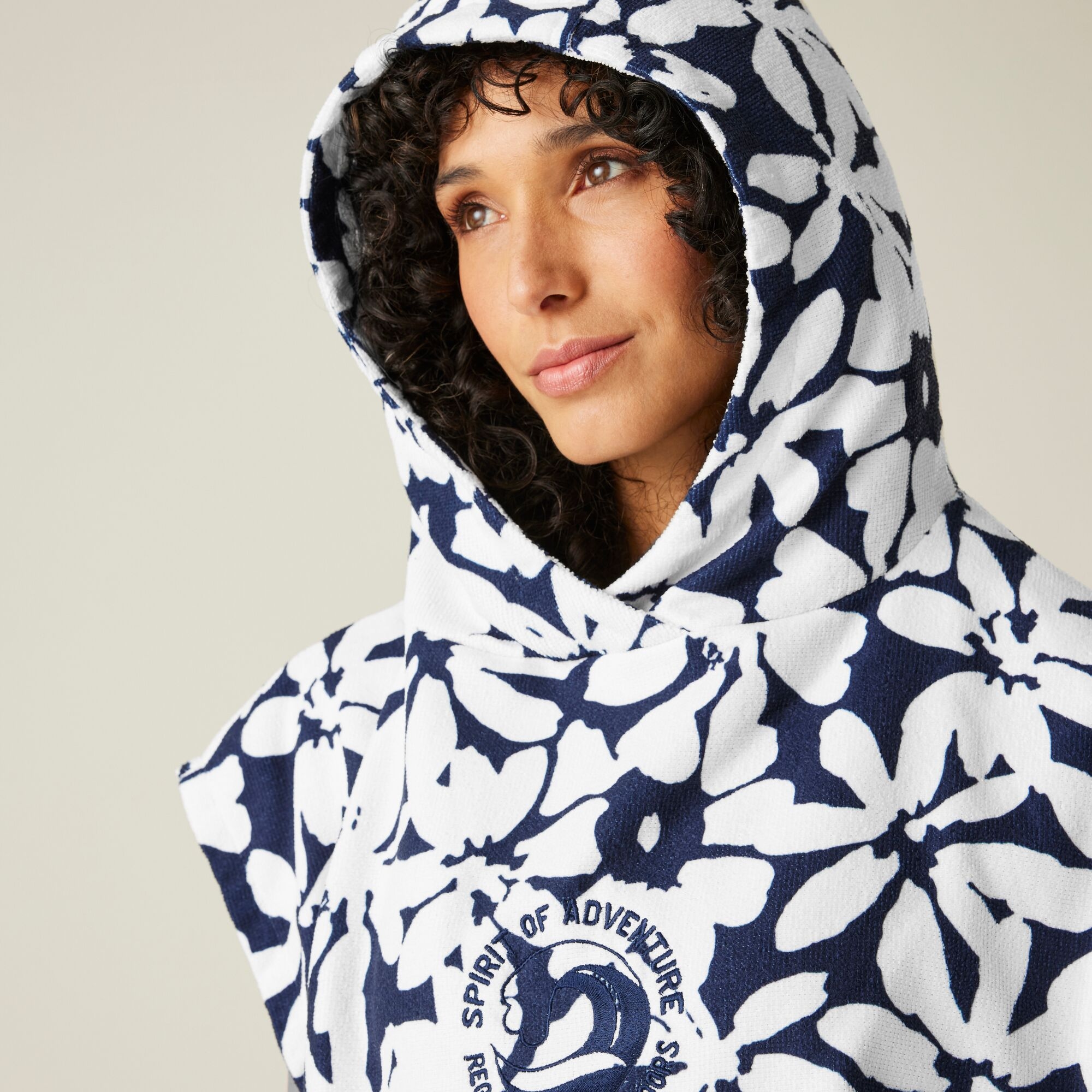 Adult's Towel Robe | Navy White Large Floral