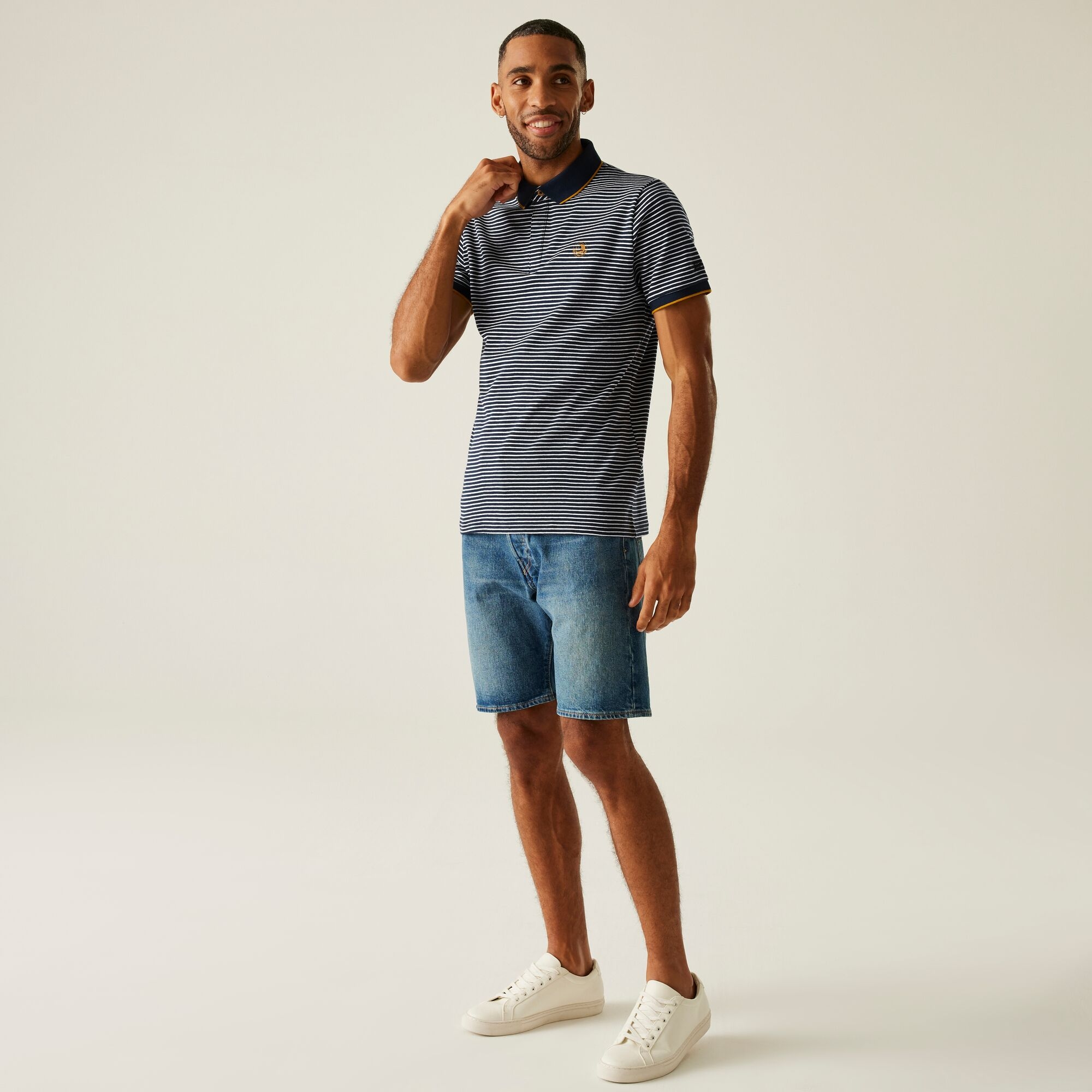 Men's Tiver Polo Shirt | Navy Stone White Stripe