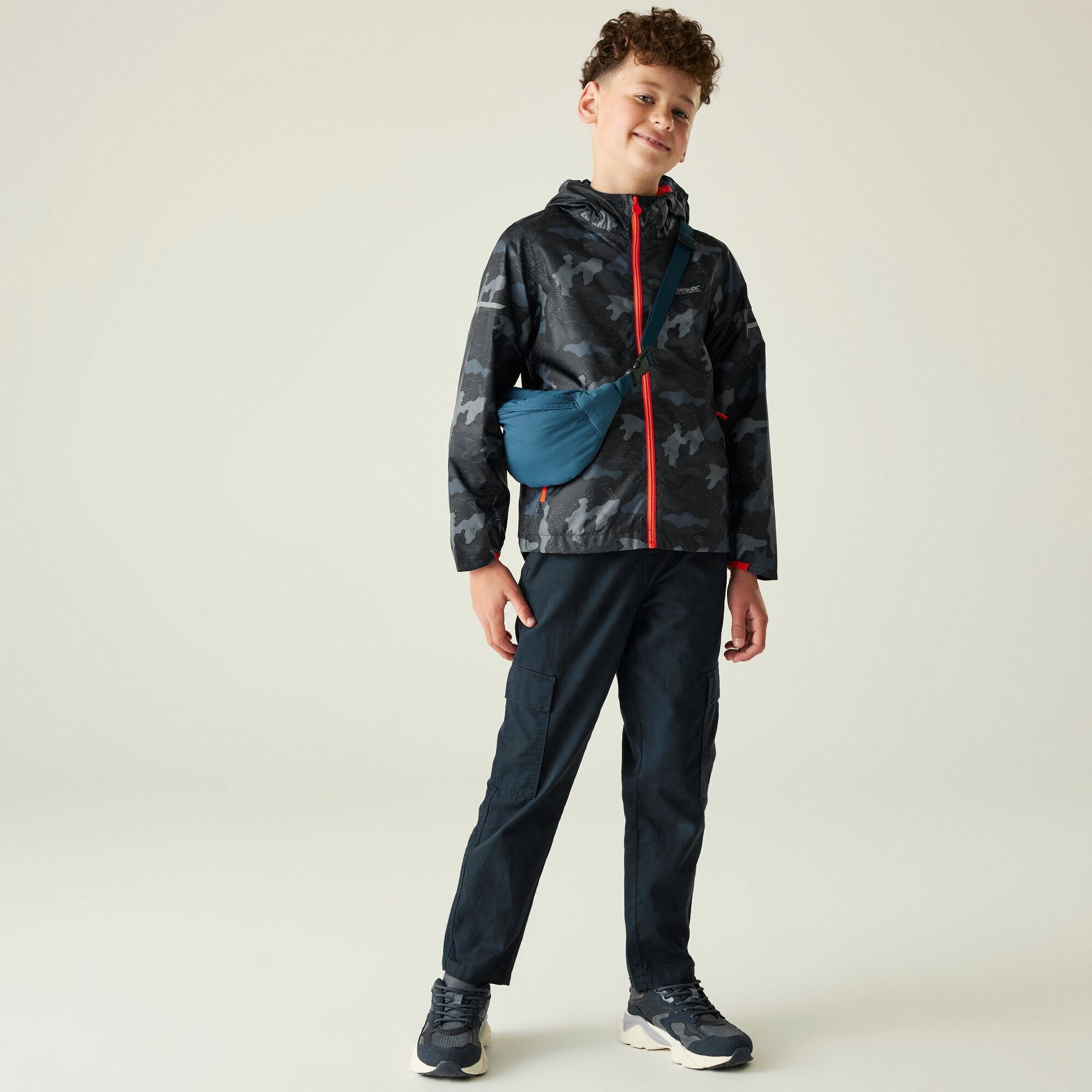 Kids' Printed Lever II Waterpoof Jacket | Navy Tangerine Tango