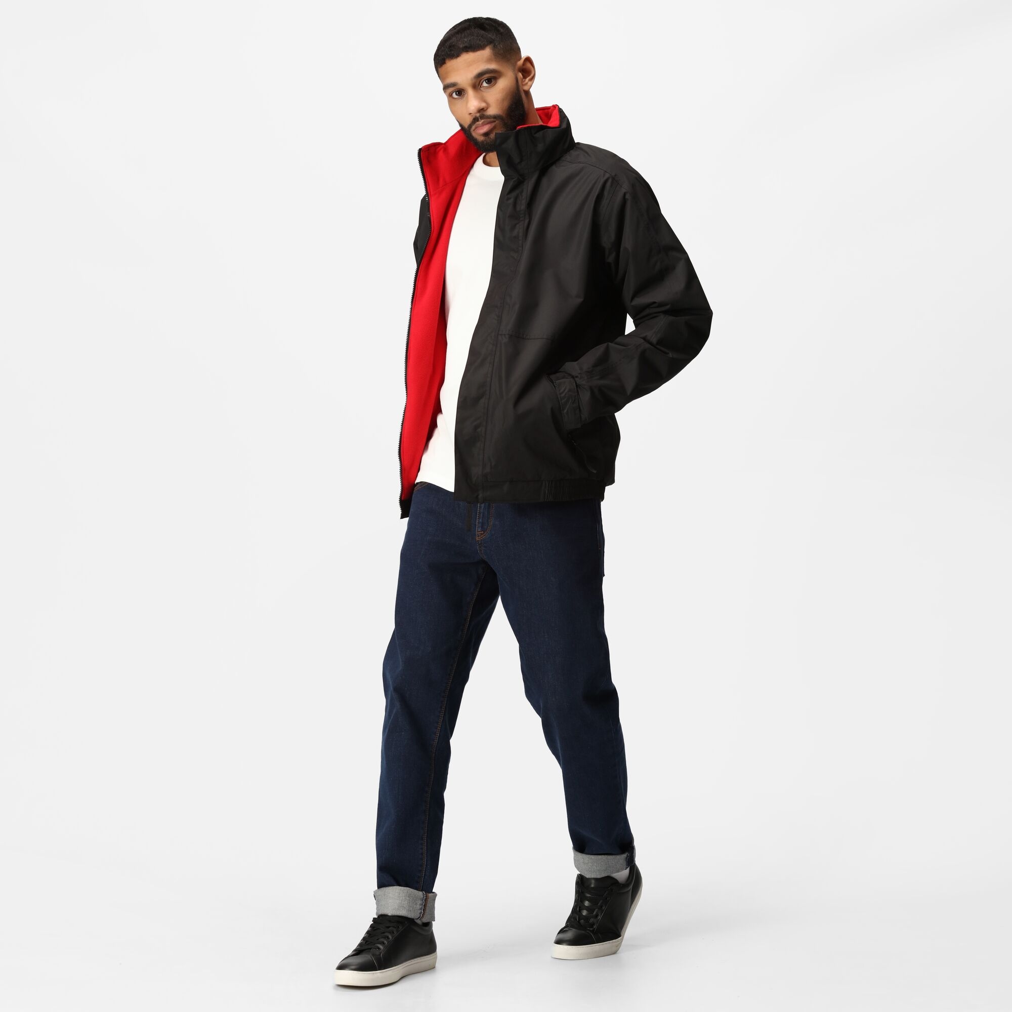 Men's Dover Fleece Lined Waterproof Insulated Bomber Jacket | Black Classic Red