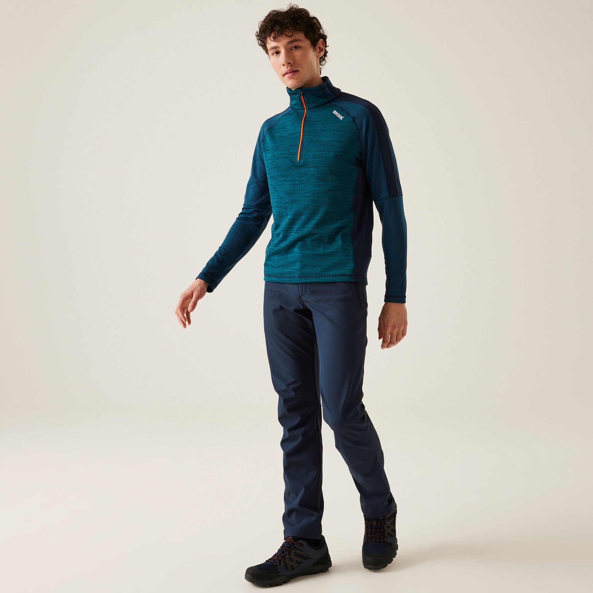 Men's Hepley Half Zip Lightweight Fleece | Moroccan Blue Marl Moonlight Denim