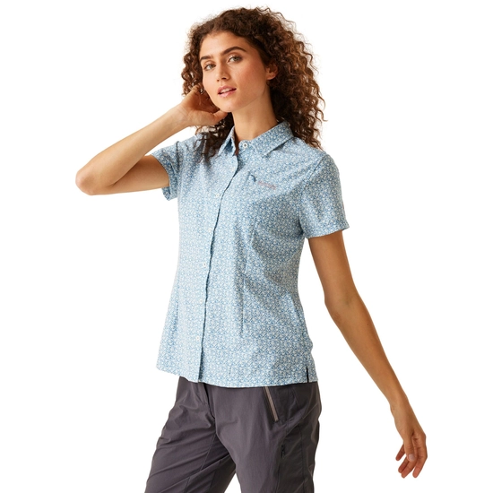 Women's Travel Packaway Short Sleeve Shirt | Icy Morn Meadow Print