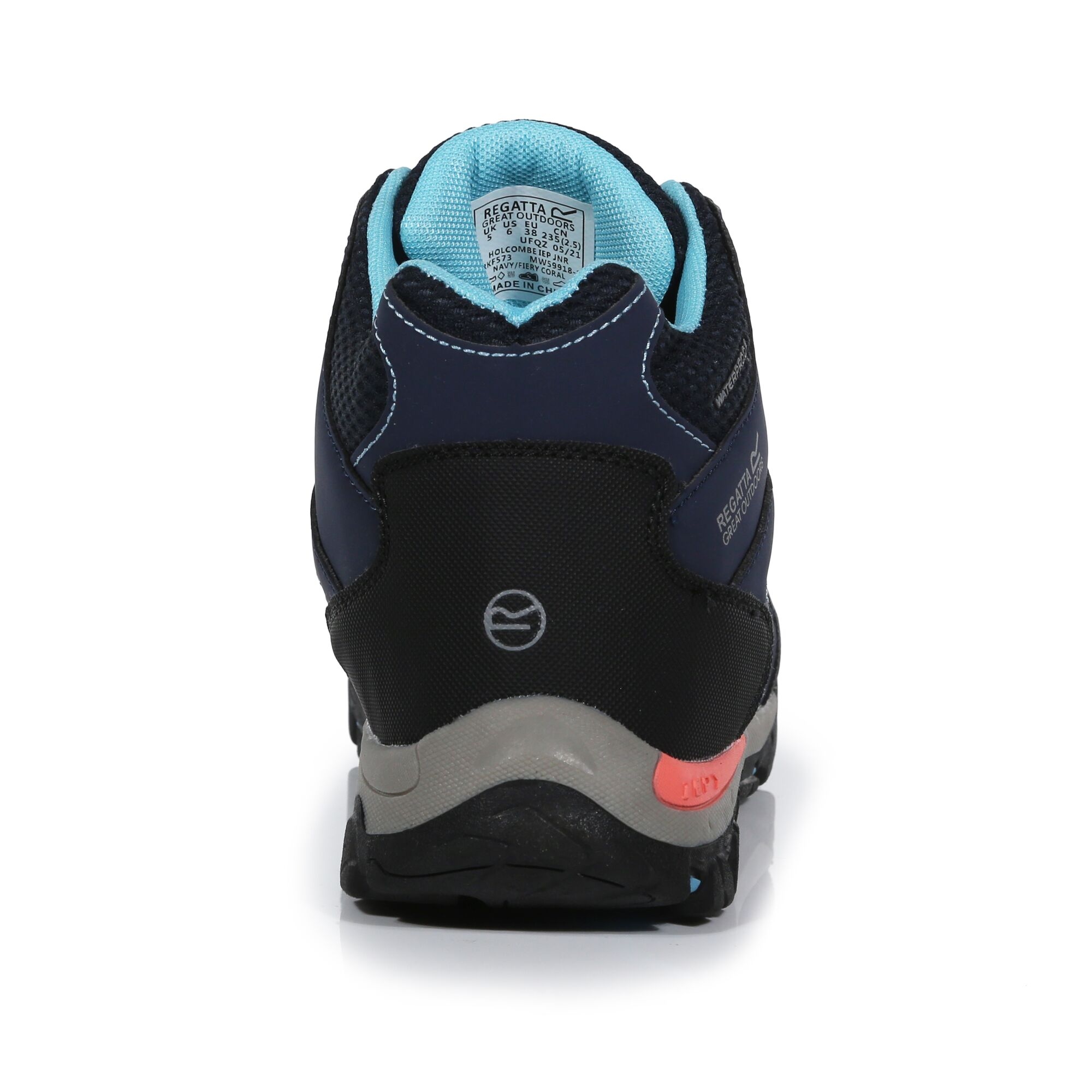 Kids' Holcombe Waterproof Mid Walking Boots | Navy Fiery Coral