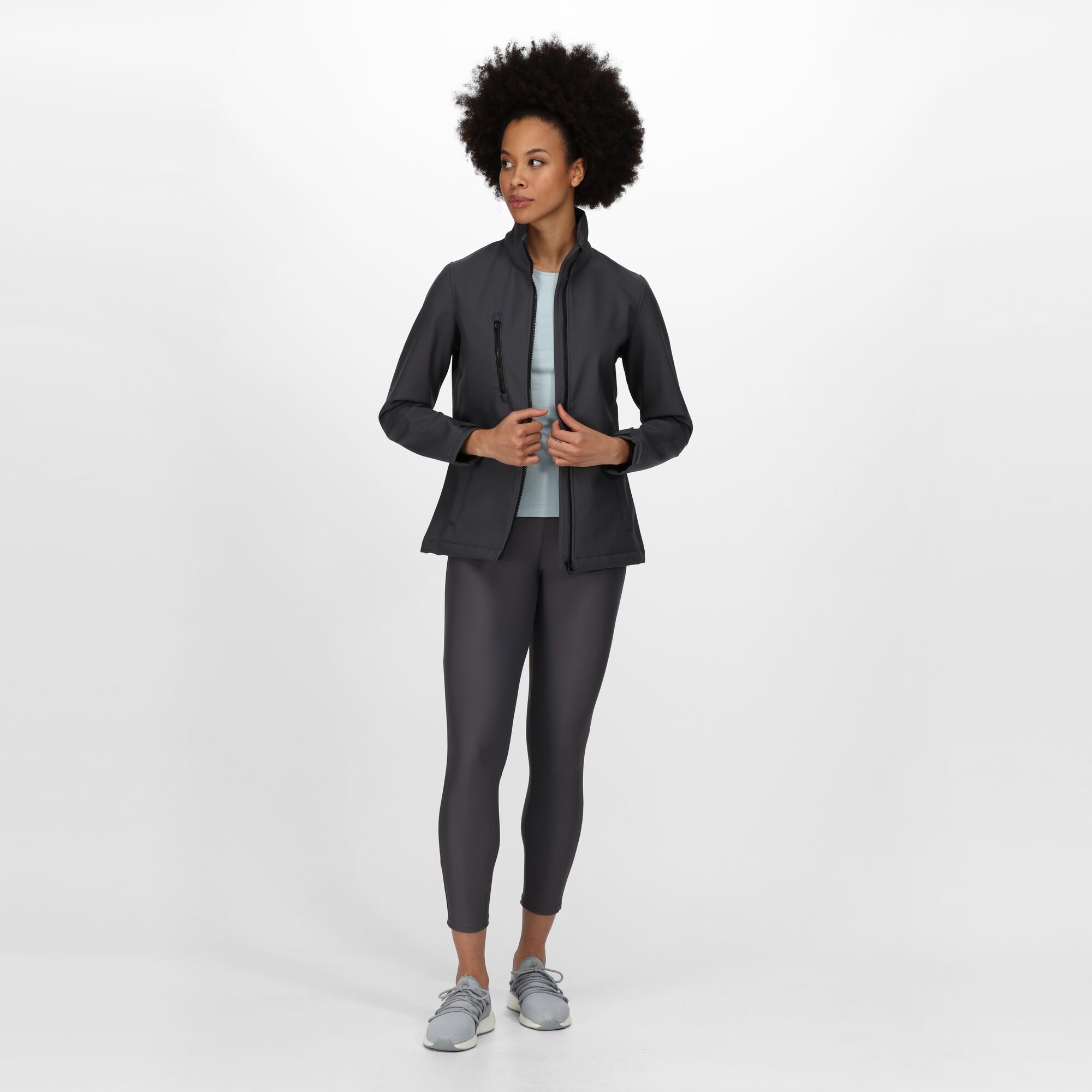 Women's Ablaze 3-layer Printable Softshell Jacket | Seal Grey Black